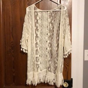 Lace/crochet white kimono